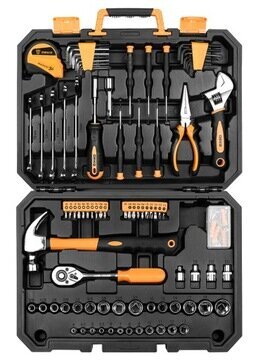 Deko Tools DKMT128 työkalusarja, 128 osaa hinta ja tiedot | Käsityökalut | hobbyhall.fi