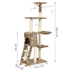Kissan raapimispiste, jossa on talo, 138 cm hinta ja tiedot | Raapimispuut ja kiipeilypuut | hobbyhall.fi