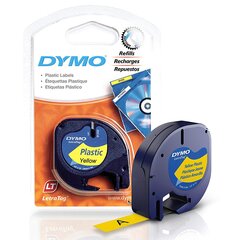 dymo alkuperäinen värinauhakasetti, dymo, 59423, s0721620, musta tulostus/keltainen tausta, 4 m, 12 mm, muovinauha letratag hinta ja tiedot | Tulostustarvikkeet | hobbyhall.fi