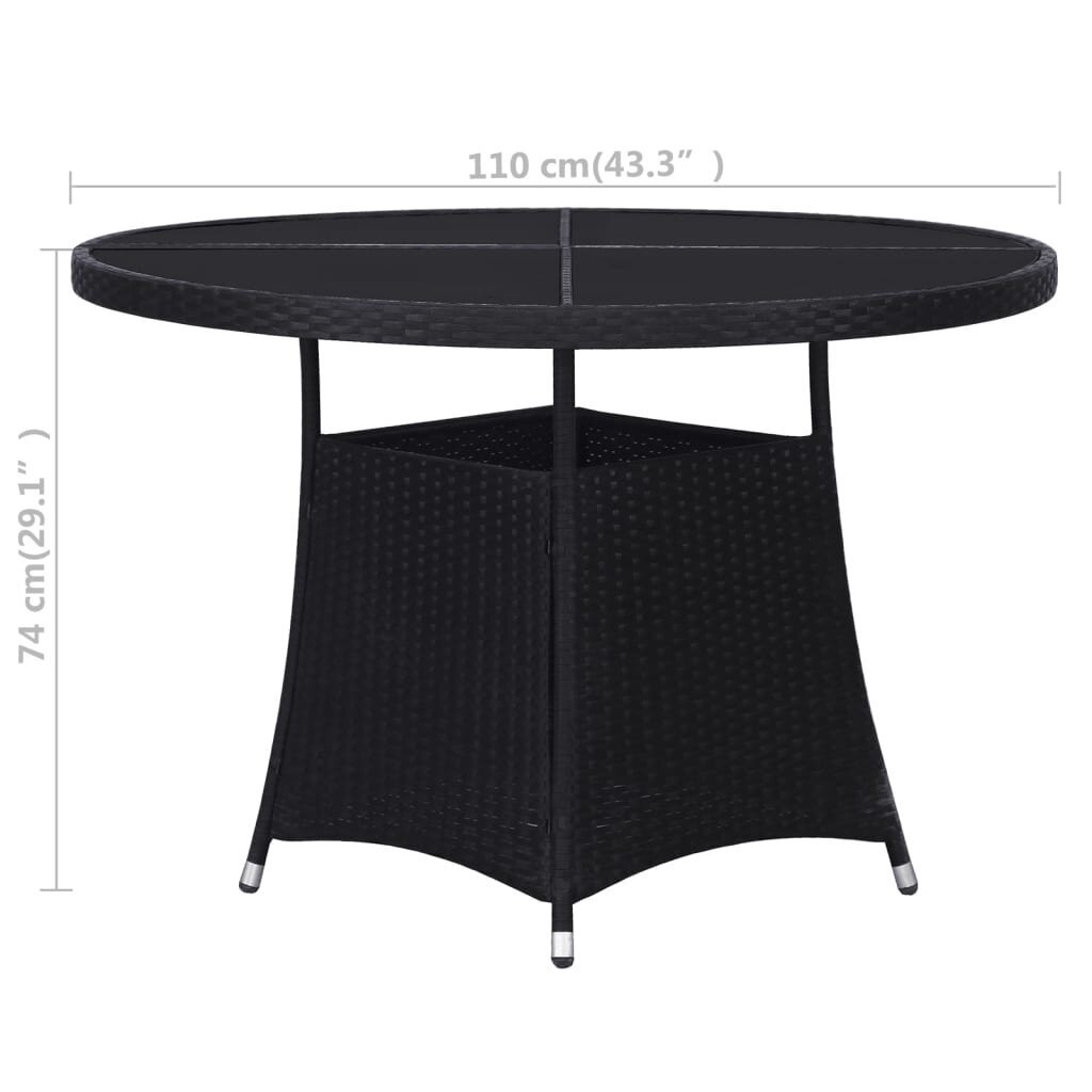 vidaXL Puutarhapöytä 110x74 cm polyrottinki musta hinta ja tiedot | Puutarhapöydät | hobbyhall.fi