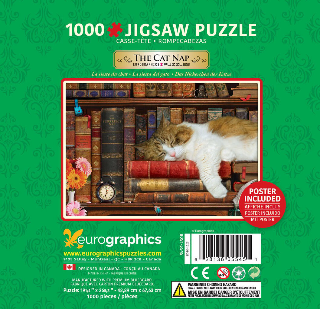 Palapeli Eurographics, 8051-5545, The Cat Nap, Tin, 1000 kpl hinta ja tiedot | Palapelit | hobbyhall.fi