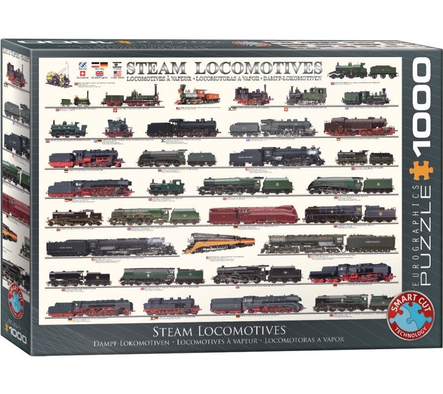 Palapeli Eurographics, 6000-0090, Steam Locomotives, 1000 kpl hinta ja tiedot | Palapelit | hobbyhall.fi