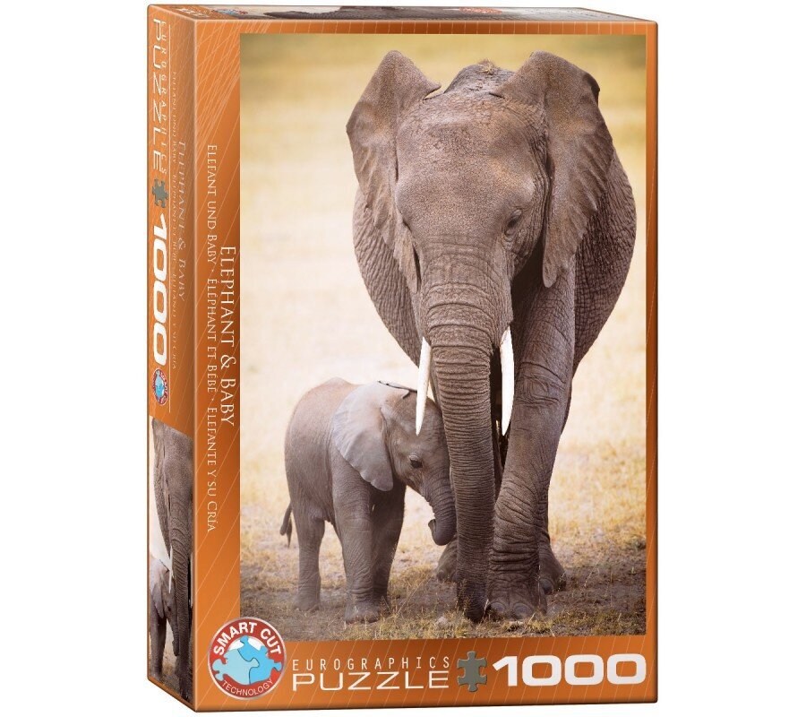 Palapeli Eurographics, 6000-0270, Elephant and Baby, 1000 kpl hinta ja tiedot | Palapelit | hobbyhall.fi