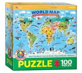 Palapeli Eurographics, 6100-5554, Illustrated Map of the World, 100 kpl hinta ja tiedot | Palapelit | hobbyhall.fi