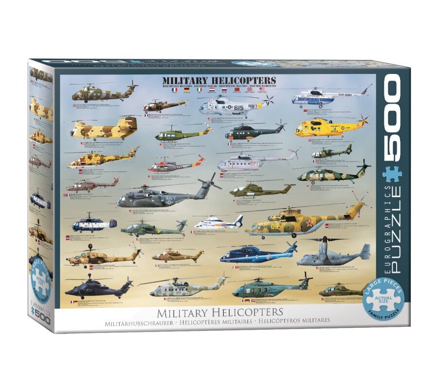 Palapeli Eurographics, 6500-0088, Military Helicopters, 500 kpl hinta ja tiedot | Palapelit | hobbyhall.fi