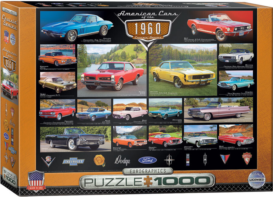 Palapeli Eurographics, 6000-0677, American Cars of the 1960s, 1000 kpl hinta ja tiedot | Palapelit | hobbyhall.fi