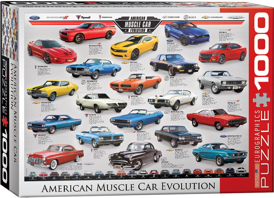 Palapeli Eurographics, 6000-0682, American Muscle Car Evolution, 1000 kpl hinta ja tiedot | Palapelit | hobbyhall.fi