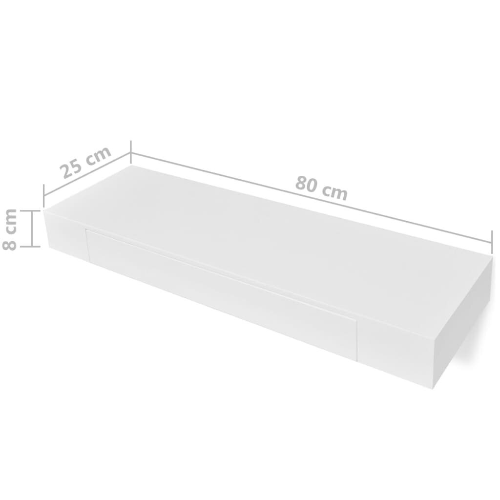 vidaXL Seinähyllyt laatikoilla 2 kpl piilokiinnitys valkoinen 80 cm hinta ja tiedot | Hyllyt | hobbyhall.fi