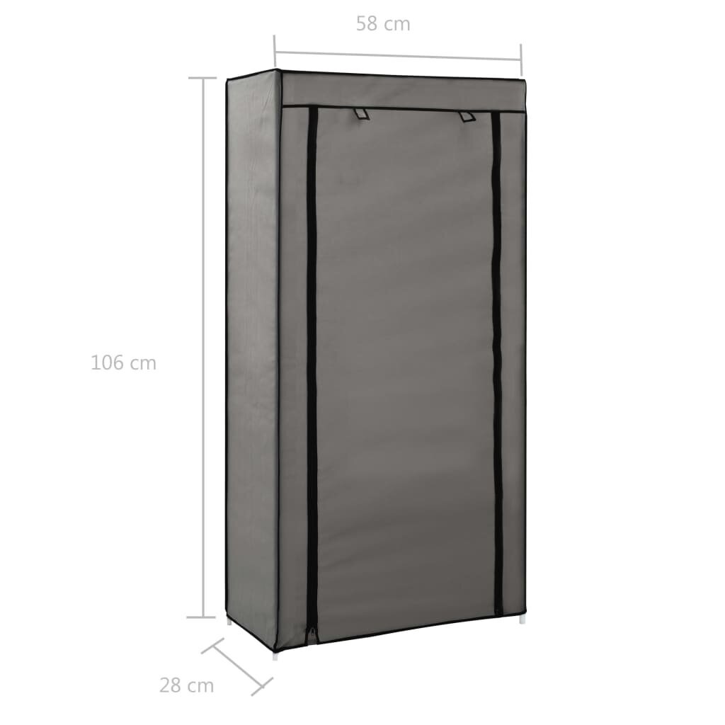 vidaXL Kenkäkaappi suojalla harmaa 58x28x106 cm kangas hinta ja tiedot | Kenkäkaapit ja -hyllyt | hobbyhall.fi