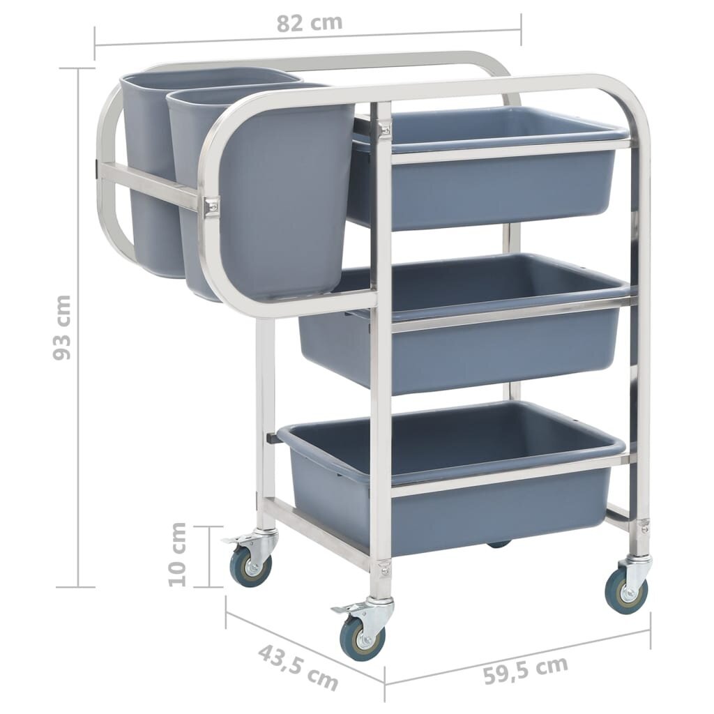 vidaXL Keittiövaunu muoviastioilla 82x43,5x93 cm hinta ja tiedot | Ruokapöydät | hobbyhall.fi