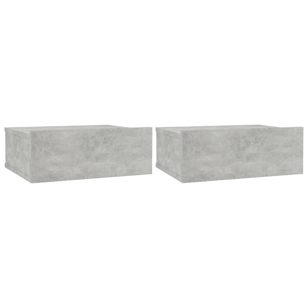 vidaXL Kelluvat yöpöydät 2 kpl betoninharmaa 40x30x15 cm lastulevy hinta ja tiedot | Yöpöydät | hobbyhall.fi