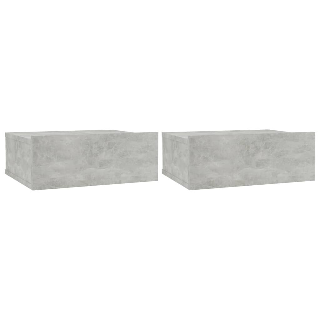 vidaXL Kelluvat yöpöydät 2 kpl betoninharmaa 40x30x15 cm lastulevy hinta ja tiedot | Yöpöydät | hobbyhall.fi