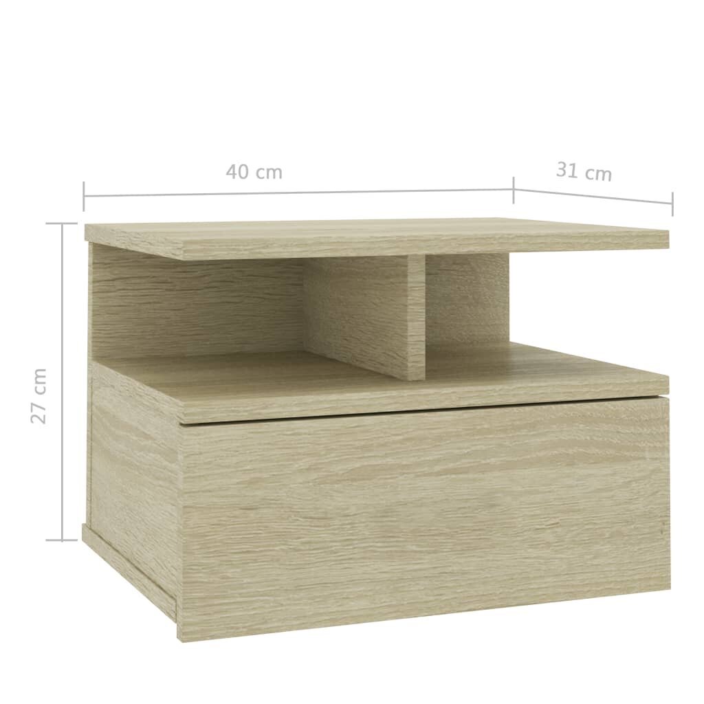 vidaXL Kelluva yöpöytä Sonoma-tammi 40x31x27 cm lastulevy hinta ja tiedot | Yöpöydät | hobbyhall.fi