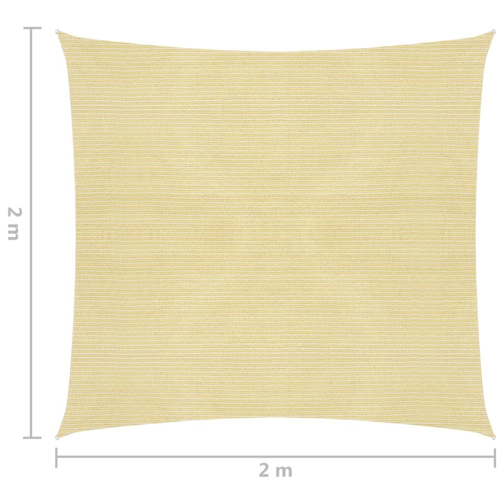 vidaXL Aurinkopurje HDPE neliönmuotoinen 2x2 m beige hinta ja tiedot | Aurinkovarjot ja markiisit | hobbyhall.fi