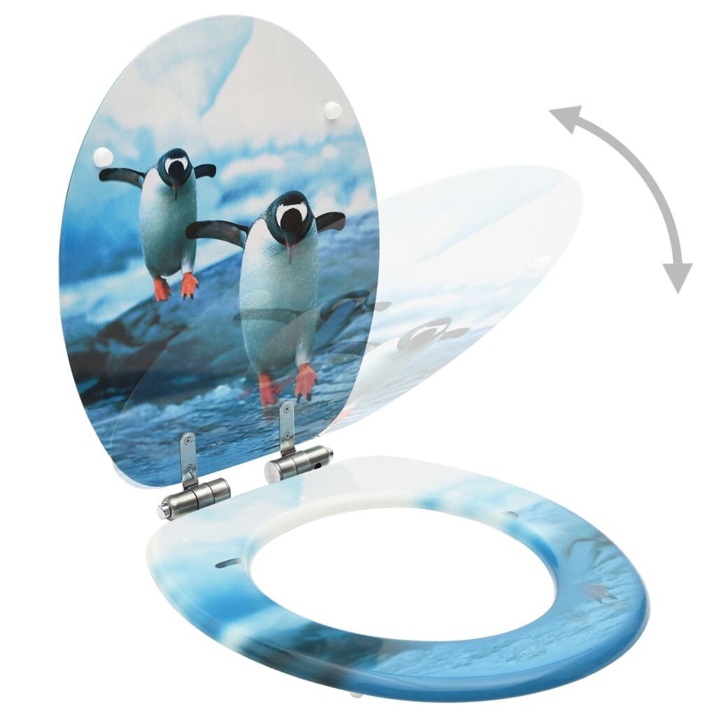 vidaXL WC-istuin soft close -kannella MDF pingviinikuosi hinta ja tiedot | WC-istuimen lisätarvikkeet | hobbyhall.fi