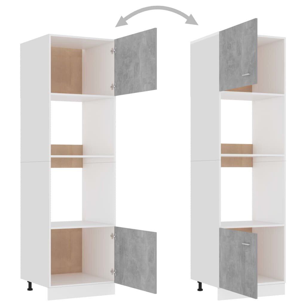 vidaXL Mikroaaltouunin kaappi betoninharmaa 60x57x207 cm lastulevy hinta ja tiedot | Keittiön kaapit | hobbyhall.fi