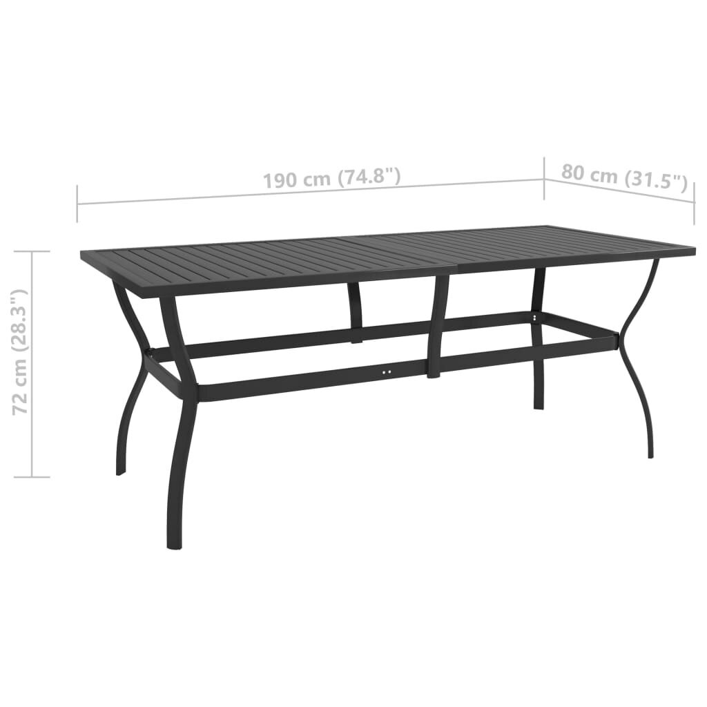 vidaXL Puutarhapöytä antrasiitti 190x80x72 cm teräs hinta ja tiedot | Puutarhapöydät | hobbyhall.fi