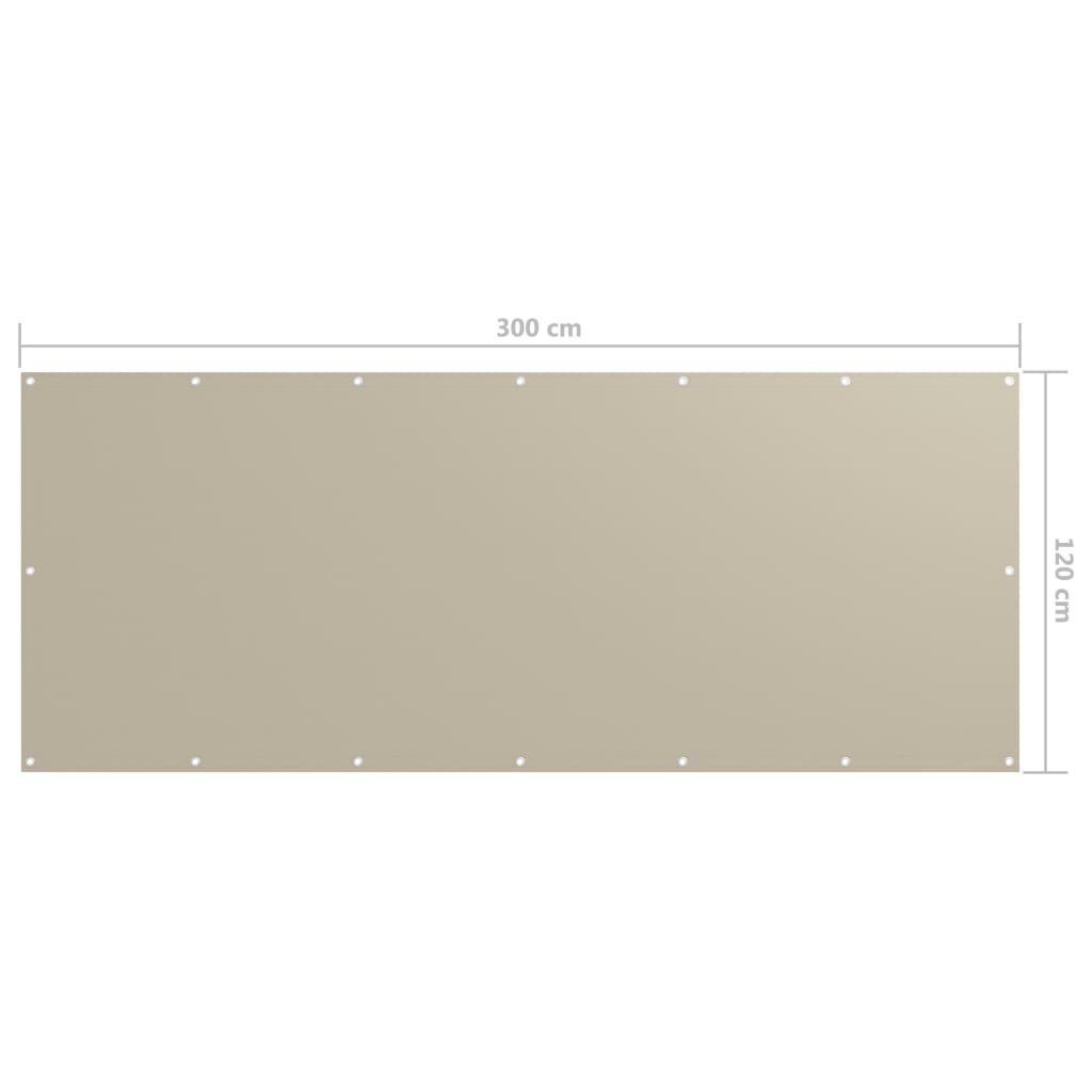 vidaXL Parvekkeen suoja beige 120x300 cm Oxford kangas hinta ja tiedot | Aurinkovarjot ja markiisit | hobbyhall.fi