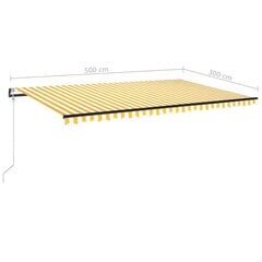 vidaXL Sisäänkelattava markiisi LED/tuulisensori 500x300 cm keltavalk. hinta ja tiedot | Aurinkovarjot ja markiisit | hobbyhall.fi