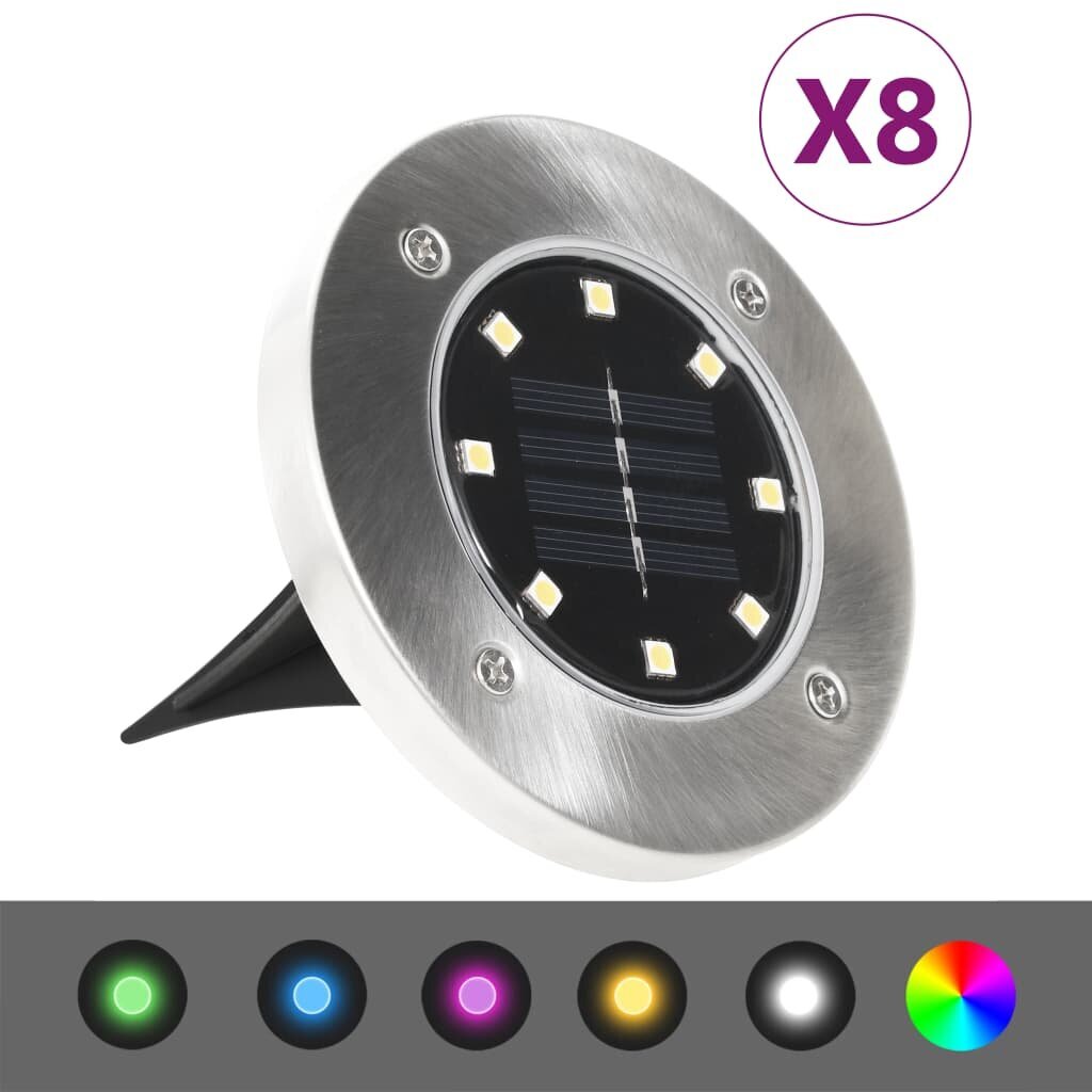 vidaXL Aurinkoenergia maavalaisimet 8 kpl LED RGB värit hinta ja tiedot | Puutarha- ja ulkovalot | hobbyhall.fi