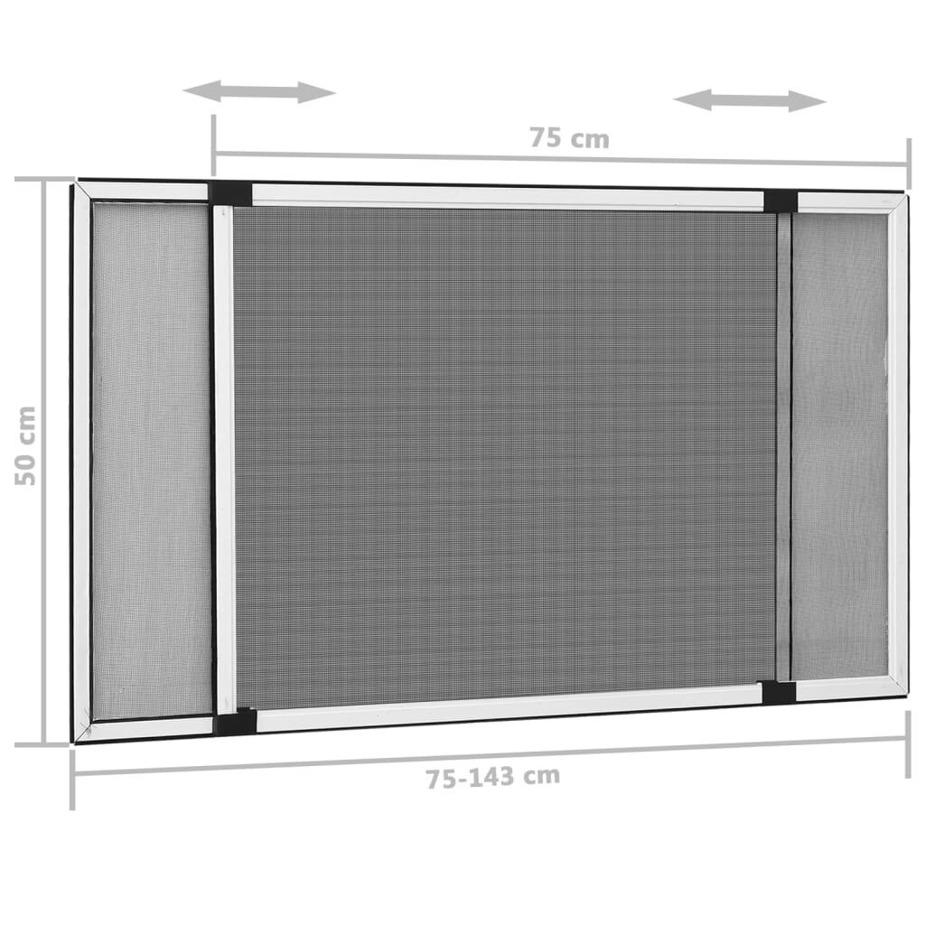 vidaXL Jatkettava hyönteisverkko ikkunaan valkoinen (75-143)x50 cm hinta ja tiedot | Hyttysverkot | hobbyhall.fi