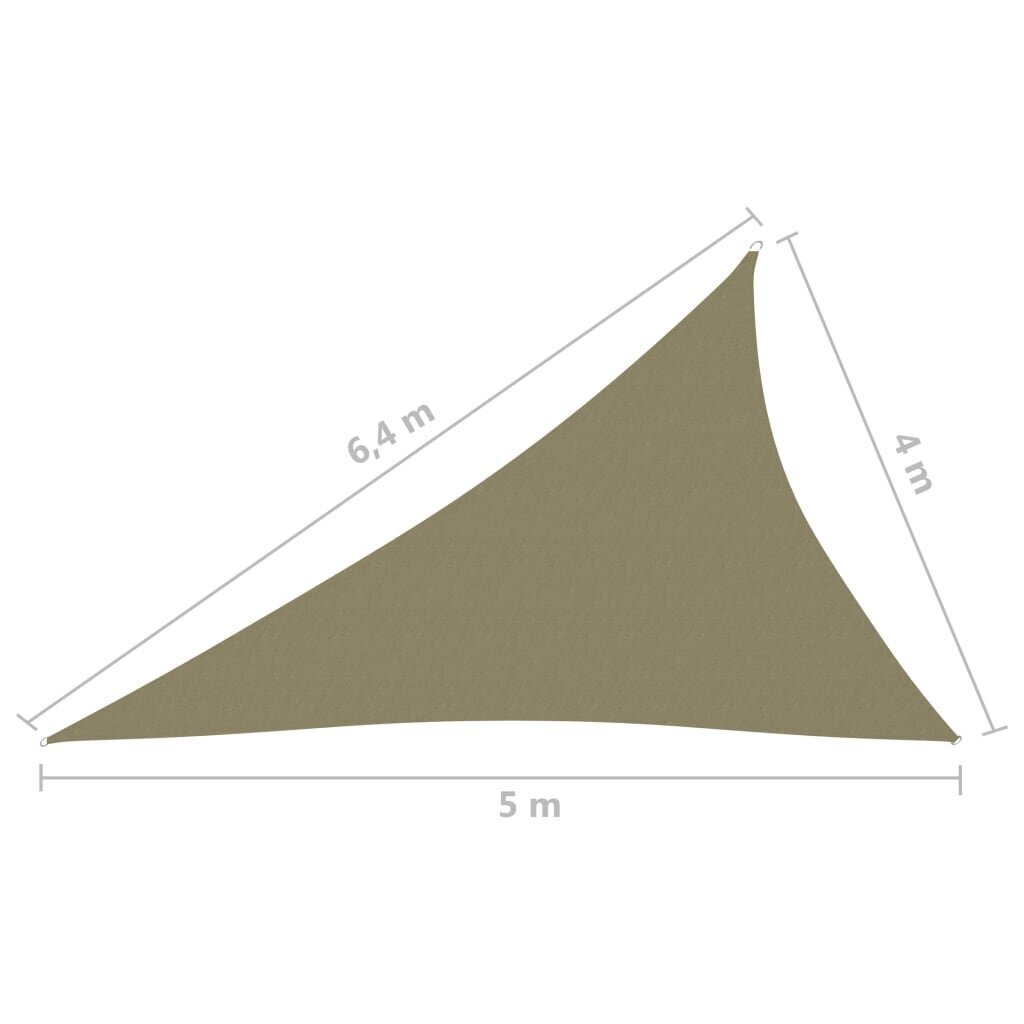 vidaXL Aurinkopurje Oxford-kangas kolmio 4x5x6,4 m beige hinta ja tiedot | Aurinkovarjot ja markiisit | hobbyhall.fi