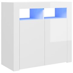vidaXL Senkki LED-valoilla korkeakiilto valkoinen 80x35x75 cm hinta ja tiedot | Olohuoneen kaapit ja lipastot | hobbyhall.fi