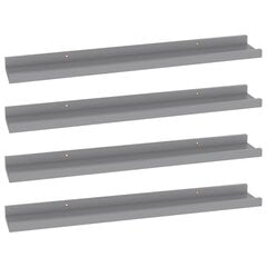 vidaXL Seinähyllyt 4 kpl harmaa 60x9x3 cm hinta ja tiedot | Hyllyt | hobbyhall.fi