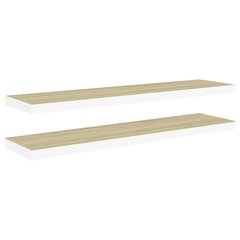 vidaXL Kelluvat seinähyllyt 2 kpl tammi ja valkoinen 90x23,5x3,8 MDF hinta ja tiedot | Hyllyt | hobbyhall.fi