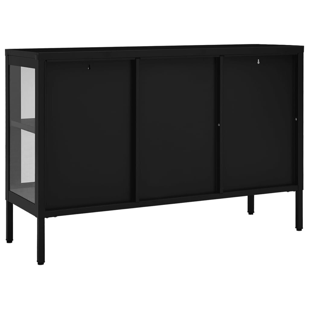 vidaXL Senkki musta 105x35x70 cm teräs ja lasi hinta ja tiedot | Olohuoneen kaapit ja lipastot | hobbyhall.fi