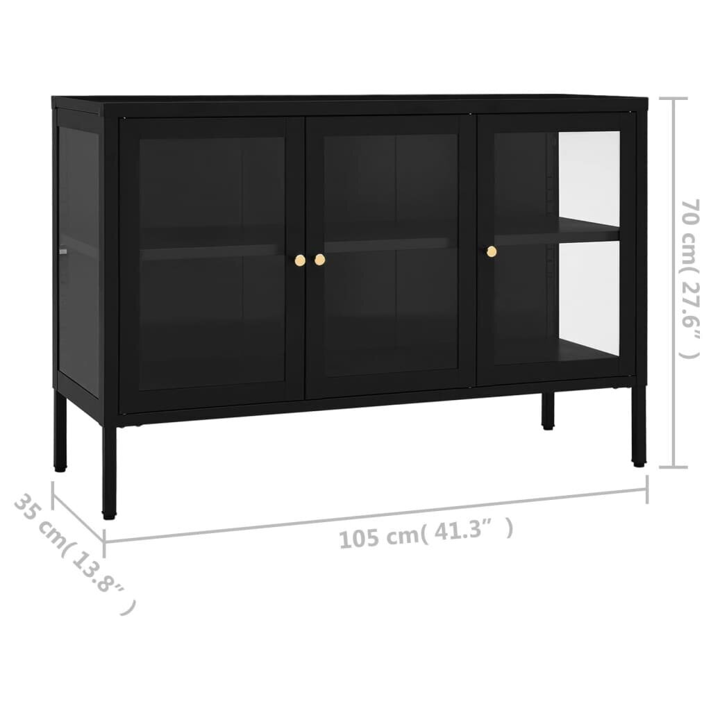 vidaXL Senkki musta 105x35x70 cm teräs ja lasi hinta ja tiedot | Olohuoneen kaapit ja lipastot | hobbyhall.fi