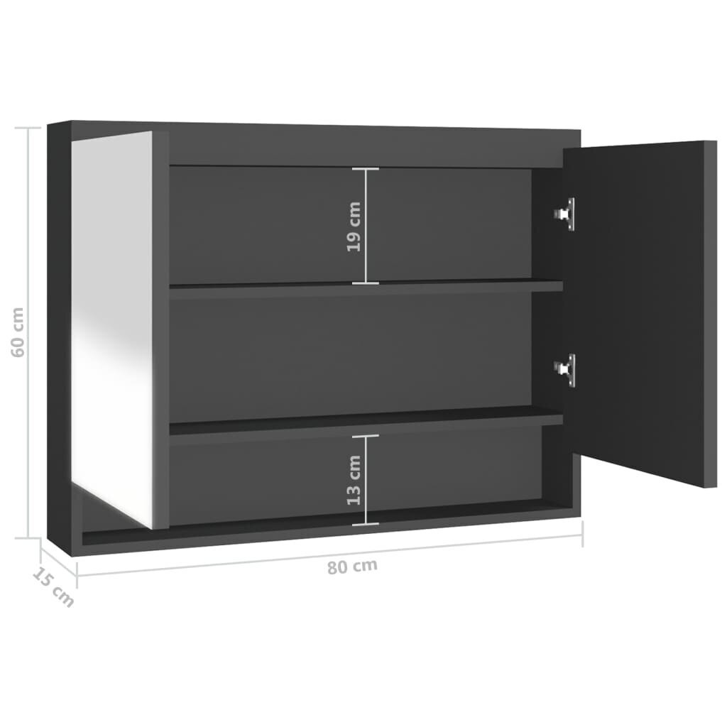 vidaXL LED kylpyhuoneen peilikaappi 80x15x60 cm MDF antrasiitti hinta ja tiedot | Kylpyhuonekaapit | hobbyhall.fi