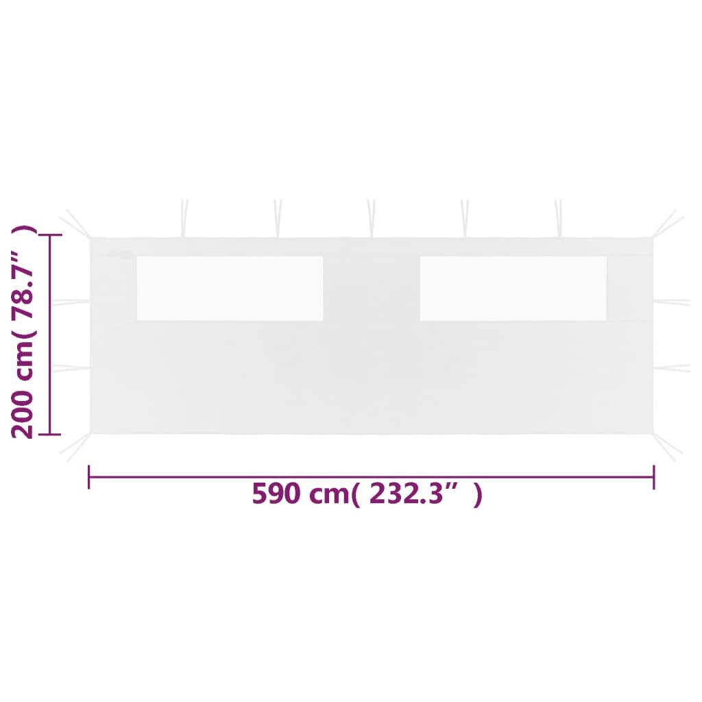 vidaXL Huvimajan sivuseinä ikkunoilla 6x2 m valkoinen hinta ja tiedot | Puutarhapaviljongit | hobbyhall.fi