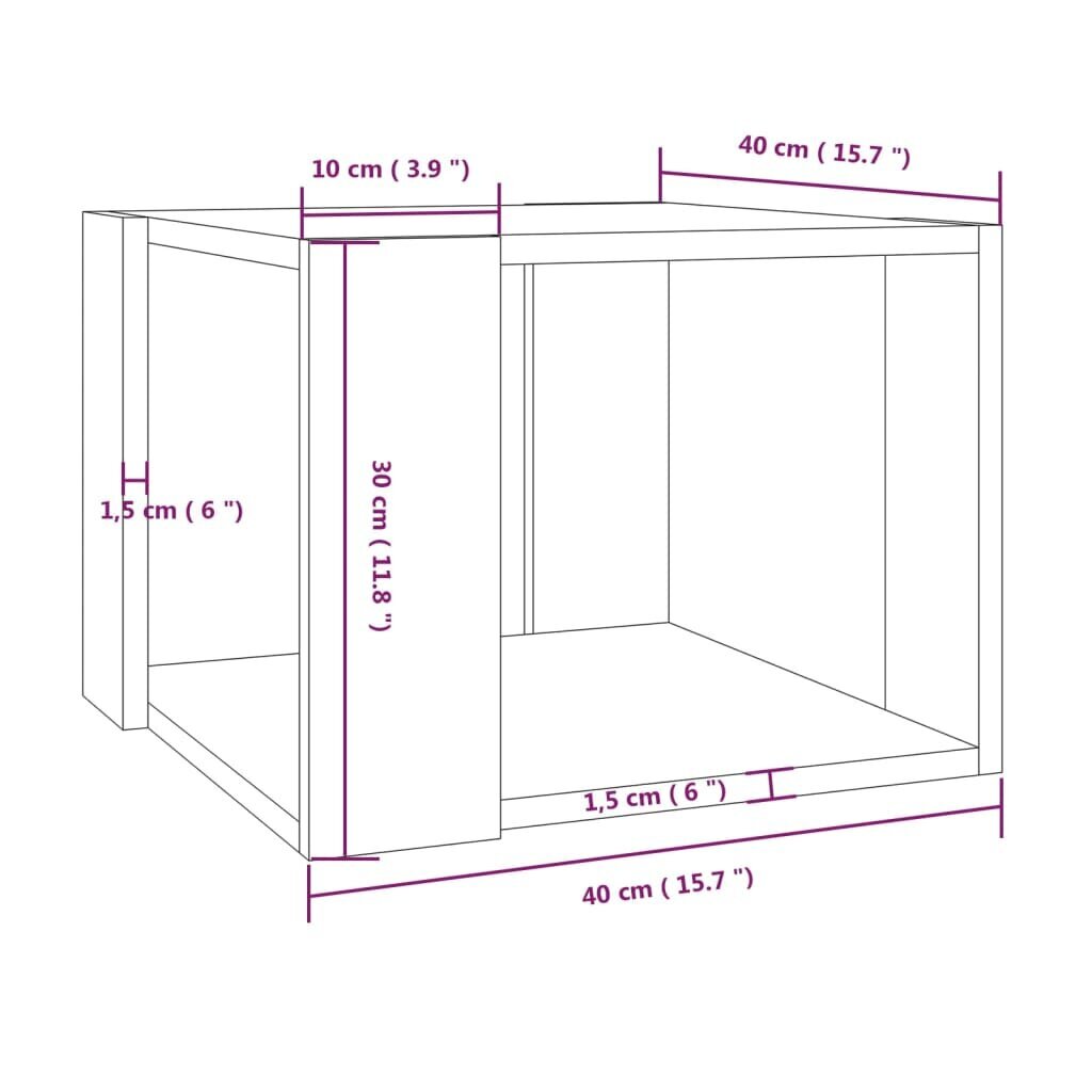 vidaXL Sohvapöytä ruskea tammi 40x40x30 cm tekninen puu hinta ja tiedot | Sohvapöydät | hobbyhall.fi