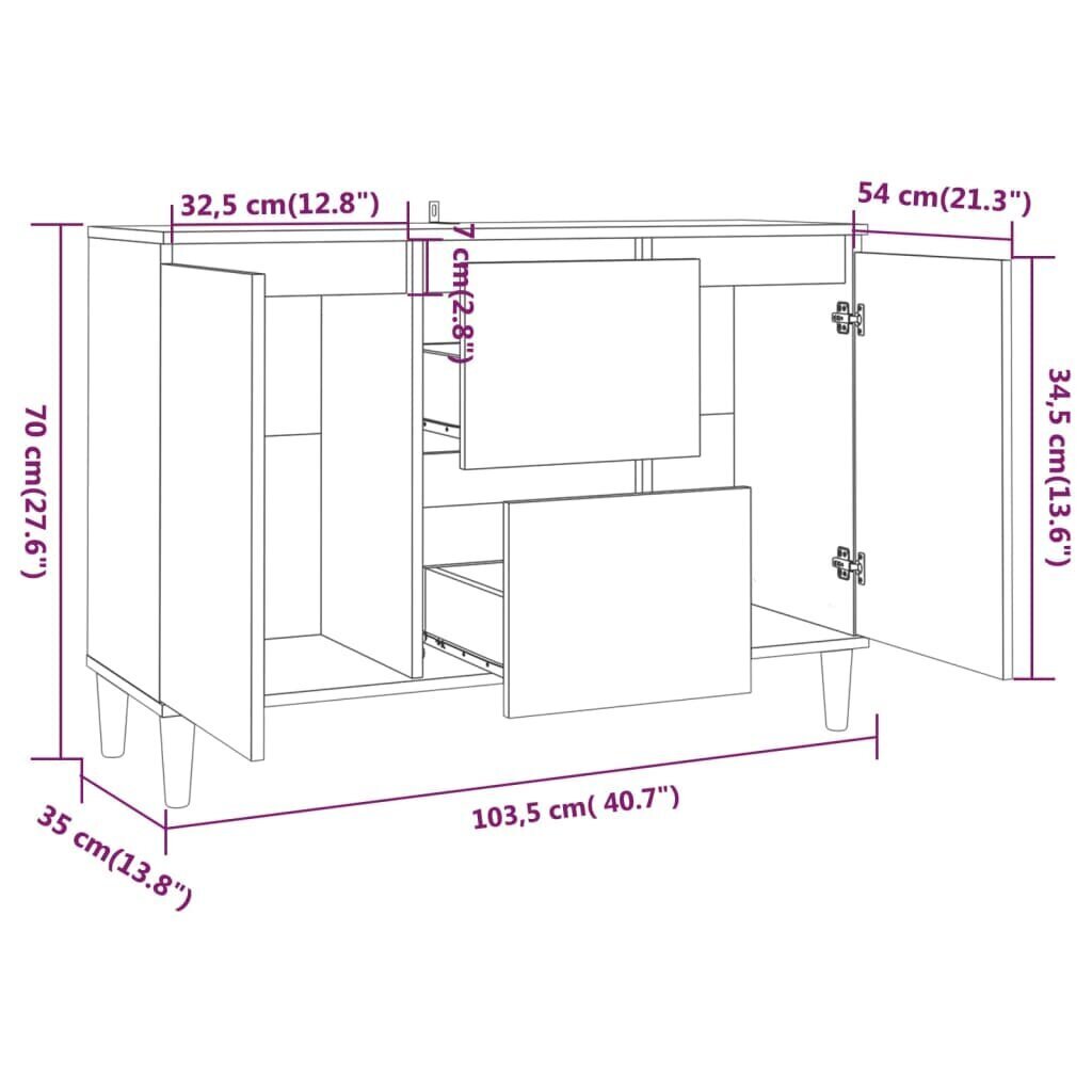 vidaXL Senkki savutammi 103,5x35x70 cm tekninen puu hinta ja tiedot | Olohuoneen kaapit ja lipastot | hobbyhall.fi