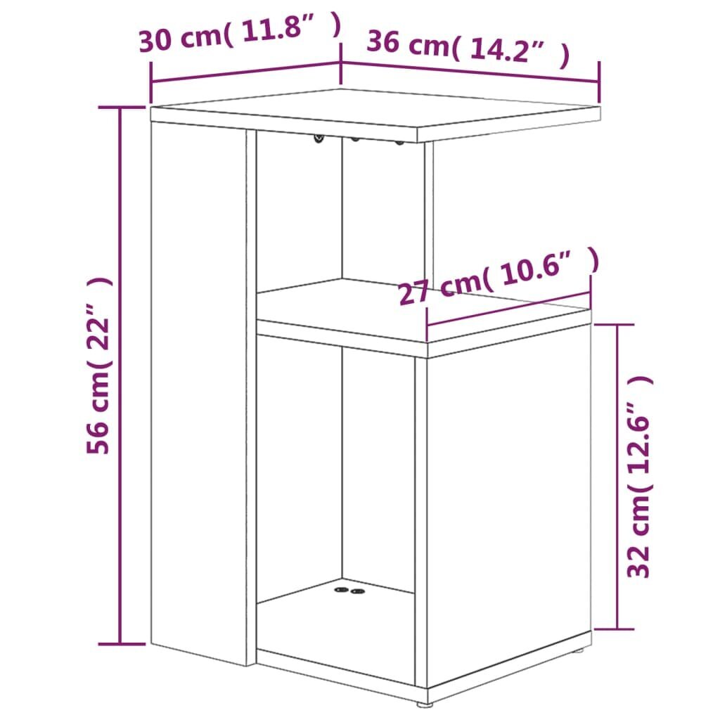 vidaXL Sivupöytä savutammi 36x30x56 cm tekninen puu hinta ja tiedot | Sohvapöydät | hobbyhall.fi