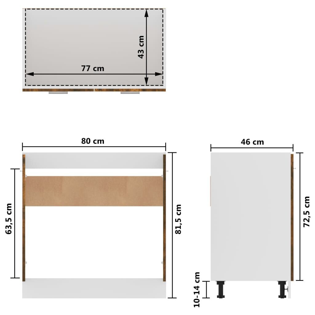 vidaXL Allaskaappi savutammi 80x46x81,5 cm tekninen puu hinta ja tiedot | Keittiön kaapit | hobbyhall.fi