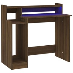 vidaXL Työpöytä LED-valoilla ruskea tammi 97x45x90 cm tekninen puu hinta ja tiedot | Tietokonepöydät ja työpöydät | hobbyhall.fi