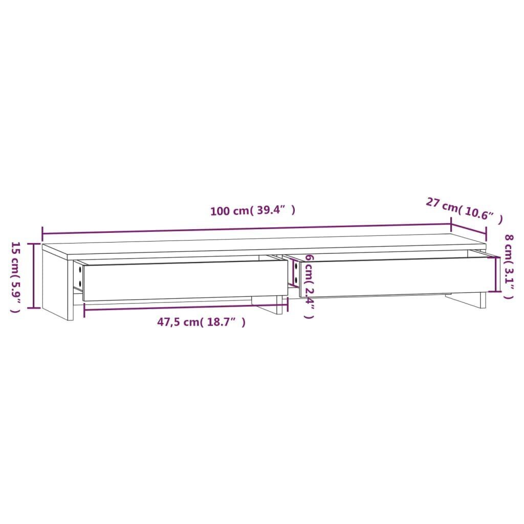 vidaXL Näyttökoroke 100x27x15 cm täysi mänty hinta ja tiedot | Näyttötelineet | hobbyhall.fi