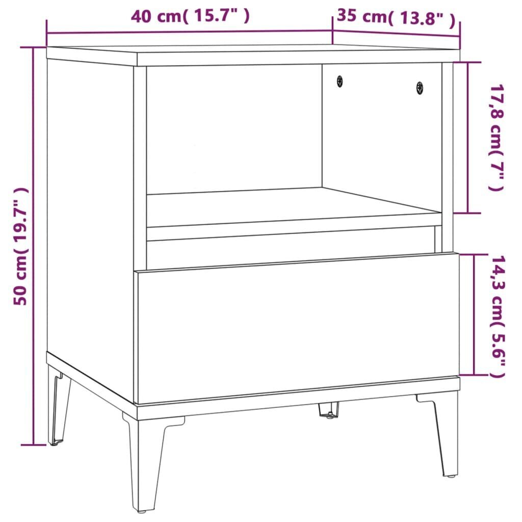 vidaXL Yöpöytä korkeakiilto valkoinen 40x35x50 cm hinta ja tiedot | Yöpöydät | hobbyhall.fi