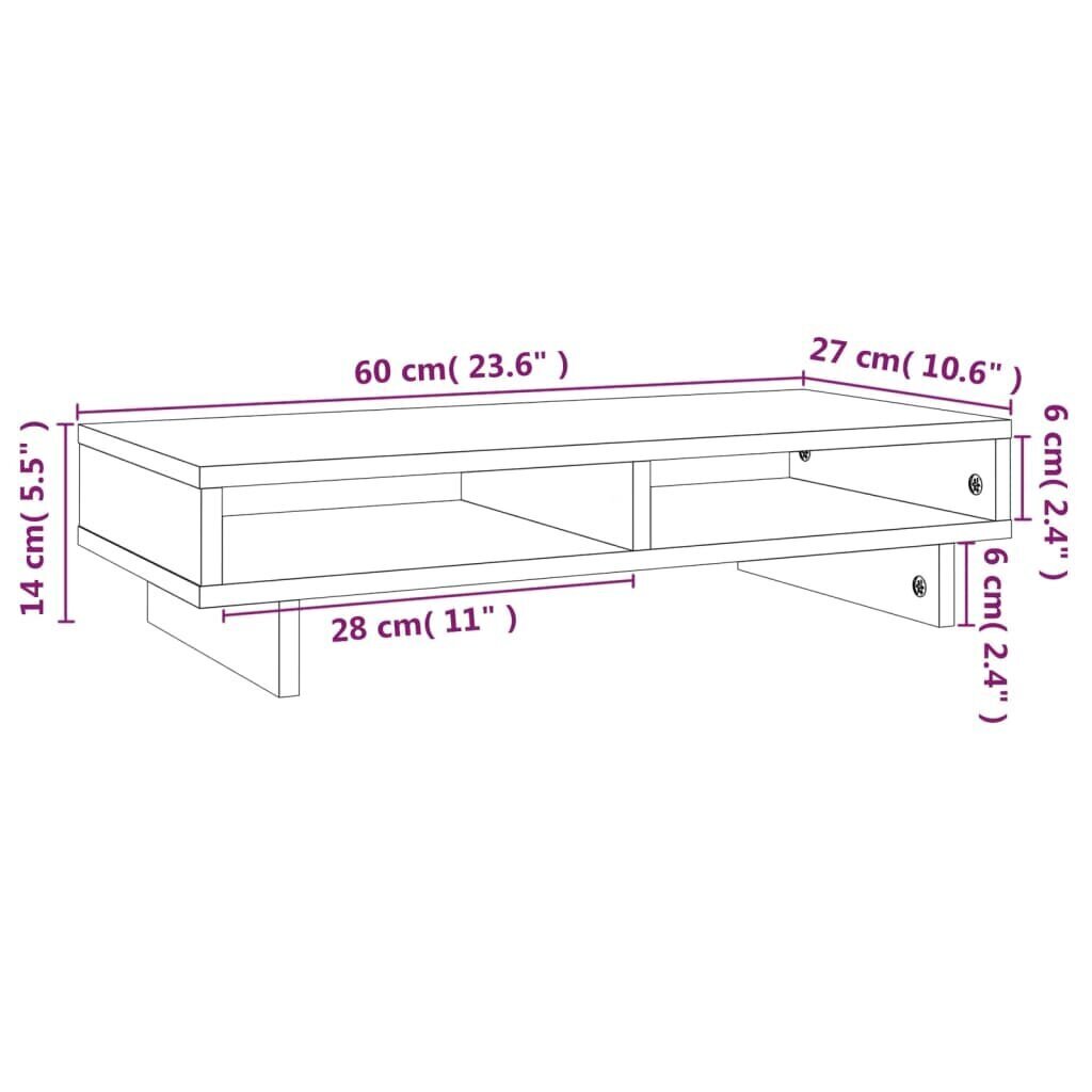 vidaXL Näyttökoroke valkoinen 60x27x14 cm täysi mänty hinta ja tiedot | Näyttötelineet | hobbyhall.fi