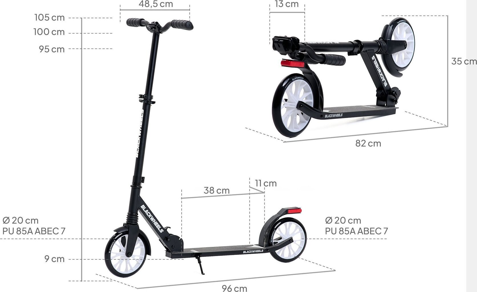 Paspirtukas Blackwheels Zoom, juodas hinta ja tiedot | Potkulaudat | hobbyhall.fi