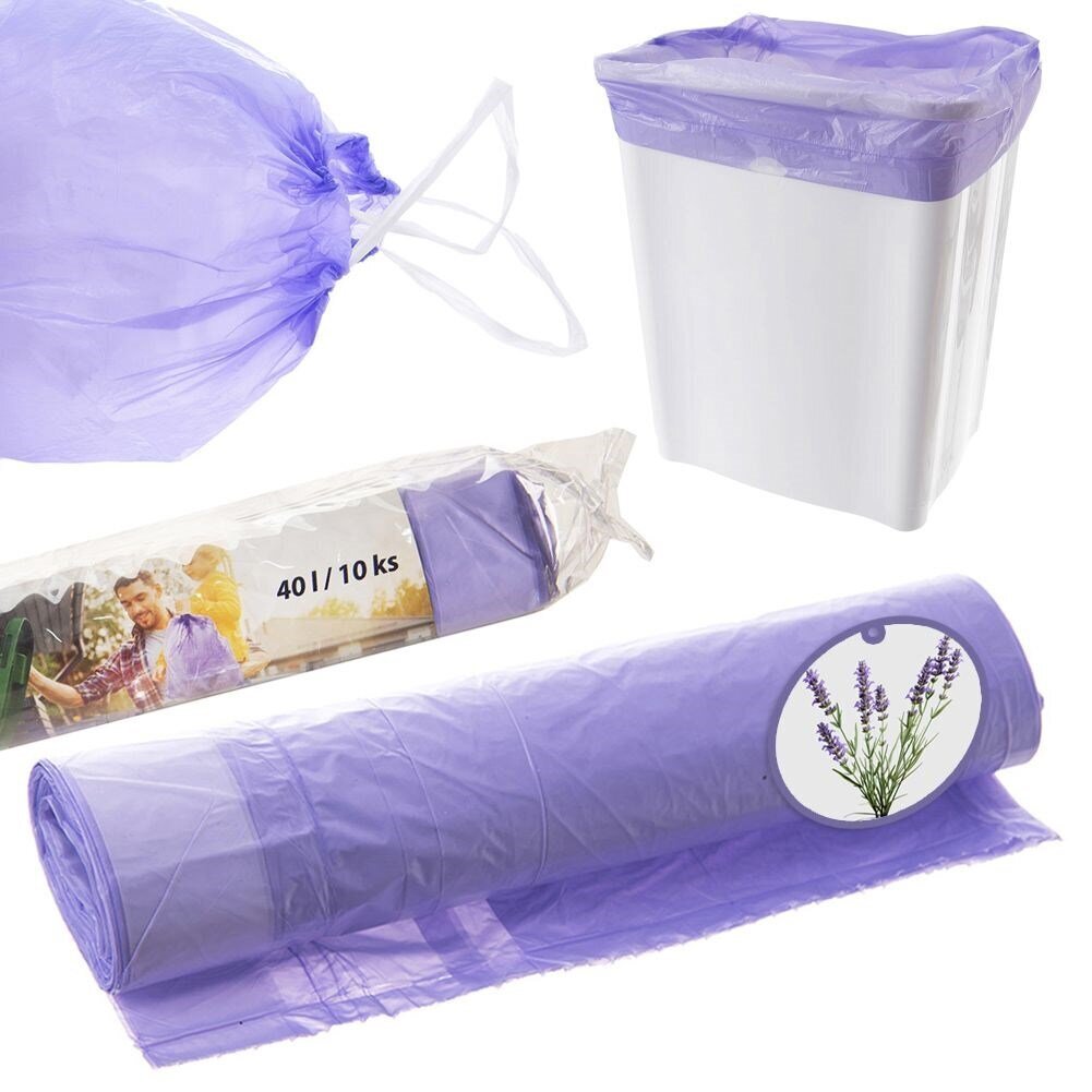 jätesäkit 40l, 10 kpl laventelin tuoksuisia. hinta ja tiedot | Roskapussit | hobbyhall.fi