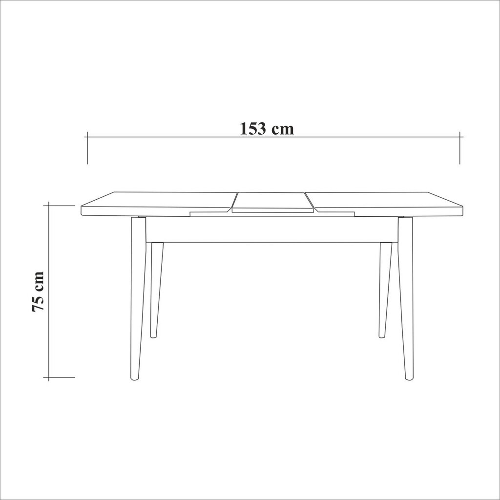 Ruokapöytä Asir, 153x75x75cm, valkoinen hinta ja tiedot | Ruokapöydät | hobbyhall.fi