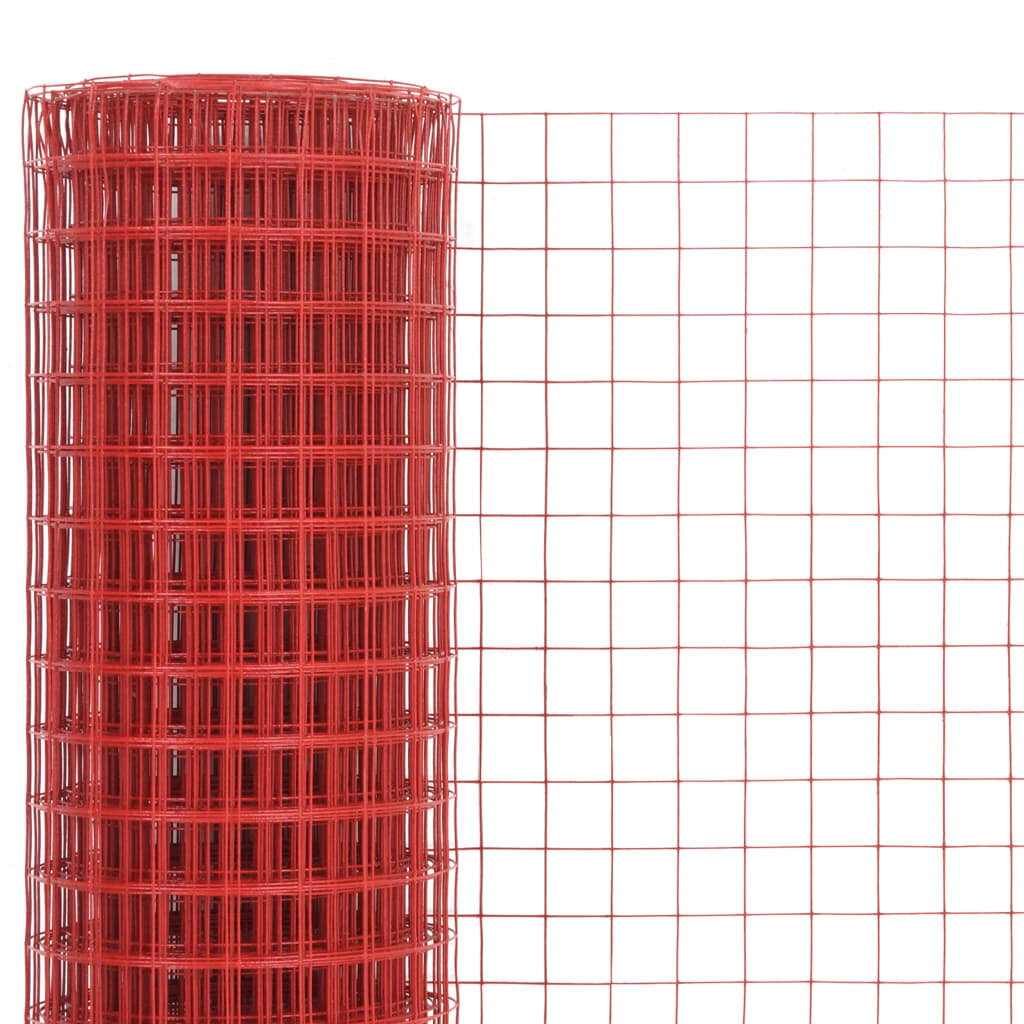 vidaXL Kanaverkko teräs PVC pinnoitteella 10x1 m punainen hinta ja tiedot | Aidat ja tarvikkeet | hobbyhall.fi