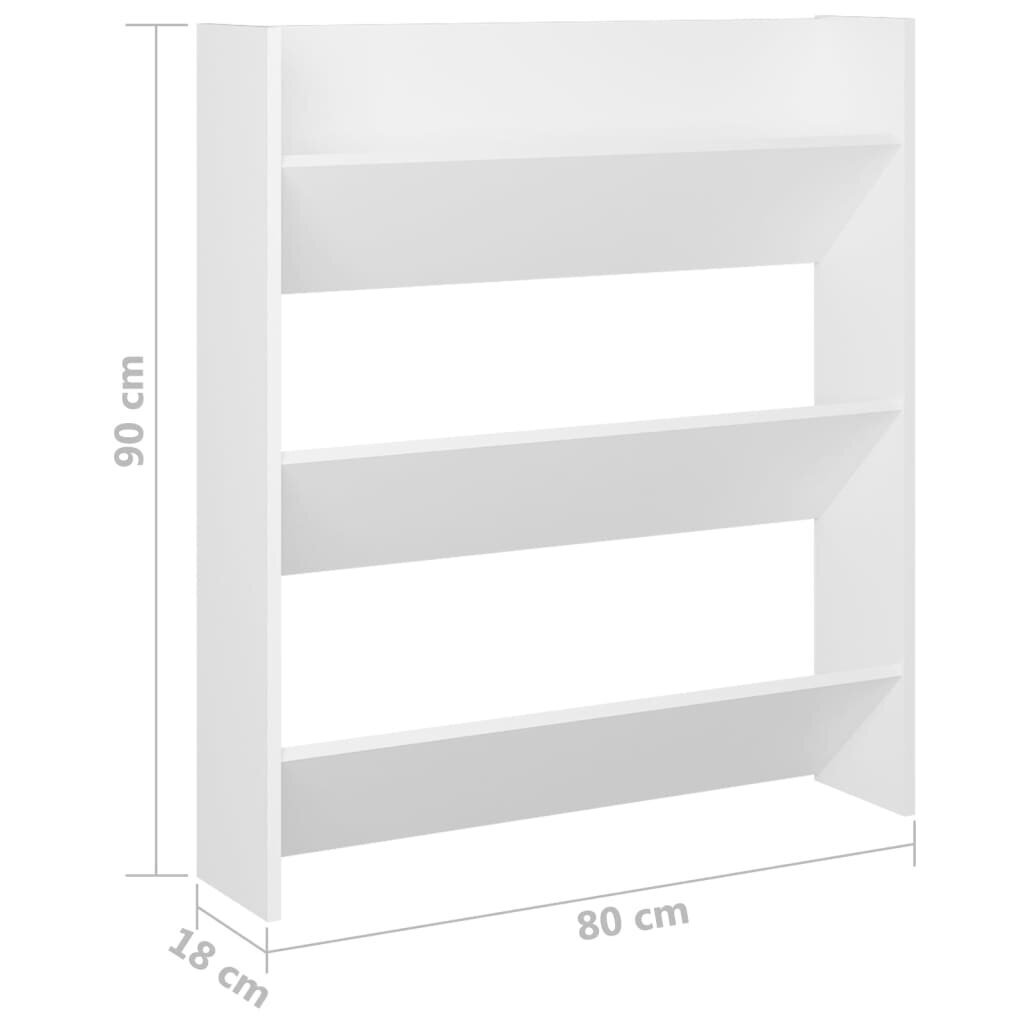 vidaXL Seinäkenkäkaappi valkoinen 80x18x90 cm lastulevy hinta ja tiedot | Kenkäkaapit ja -hyllyt | hobbyhall.fi