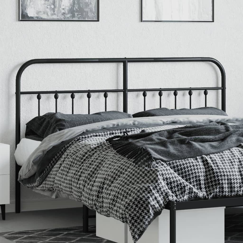 vidaXL Metallinen sängynpääty musta 180 cm hinta ja tiedot | Sängyt | hobbyhall.fi