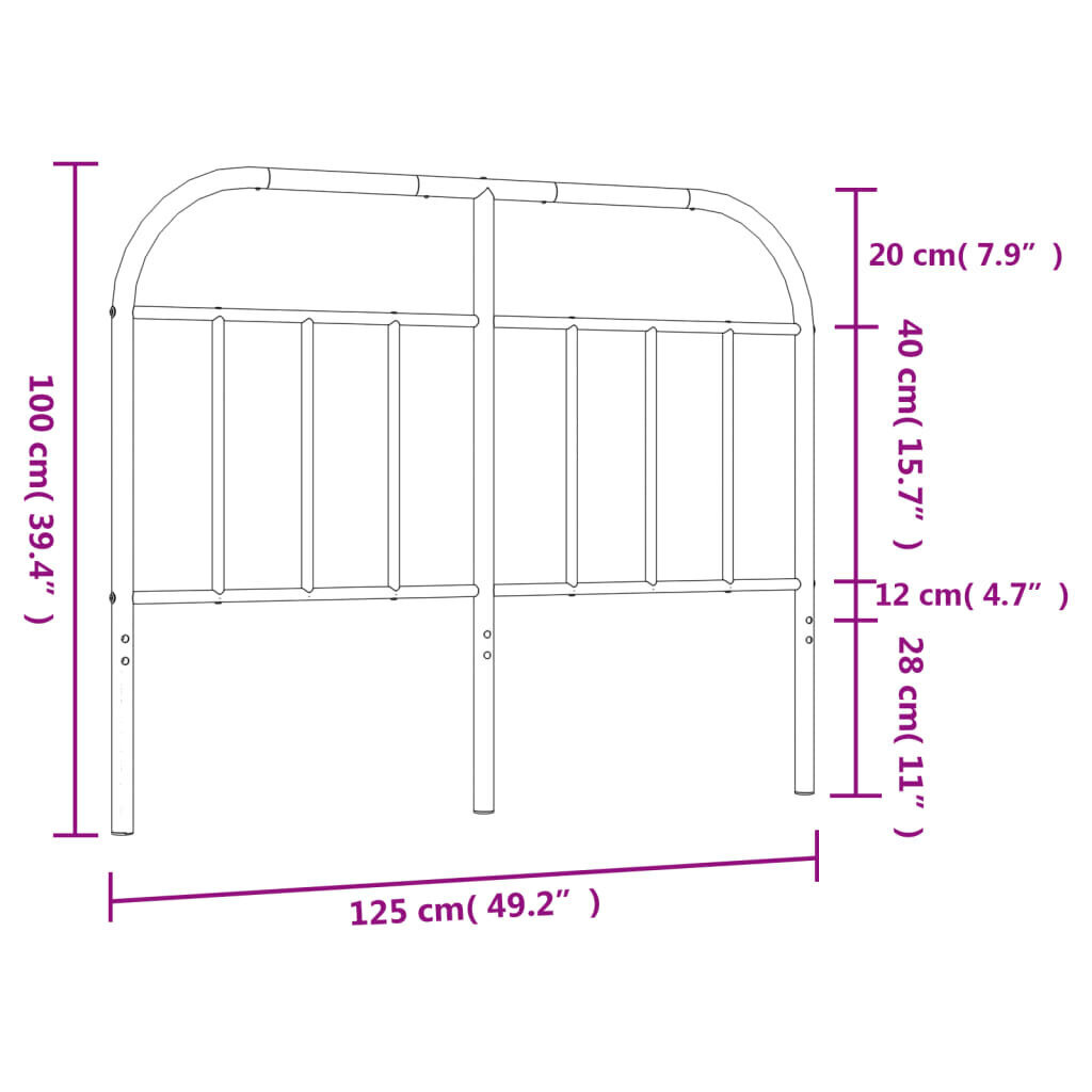 vidaXL Metallinen sängynpääty valkoinen 120 cm hinta ja tiedot | Sängyt | hobbyhall.fi