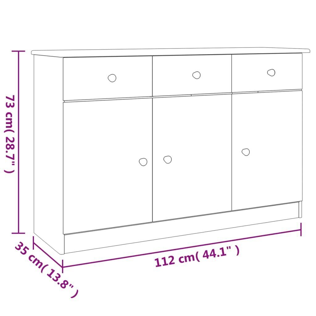 vidaXL Senkki ALTA 112x35x73 cm täysi mänty hinta ja tiedot | Olohuoneen kaapit ja lipastot | hobbyhall.fi