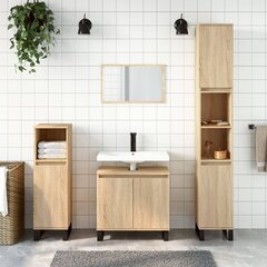 vidaXL 3-osainen Kylpyhuonekaappisarja Sonoma-tammi tekninen puu hinta ja tiedot | Kylpyhuonekalusteet | hobbyhall.fi